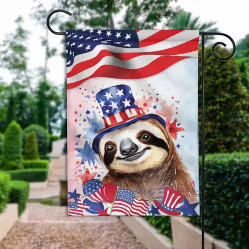 Sloth American Happy 4th July Flag, Sloth Patriotic Happy Independence Day Flag GGP FFL EEN AAL HHM WZZ yyi