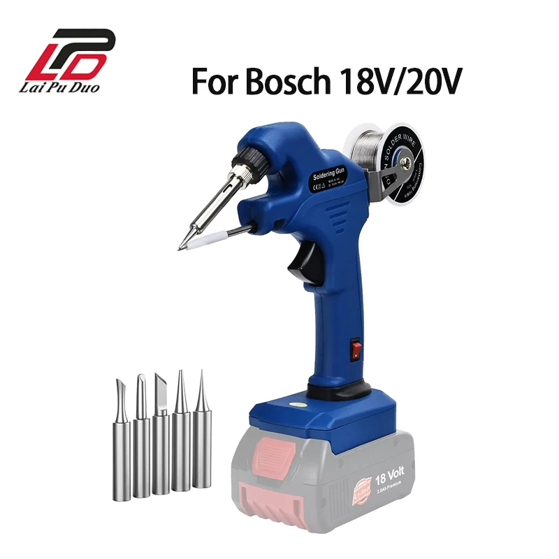 

30W Suitable for Bosch 18V/20V Max Li-ion Battery Cordless Soldering Iron with Ceramic Heater Fast Welding Tools Solder Gun