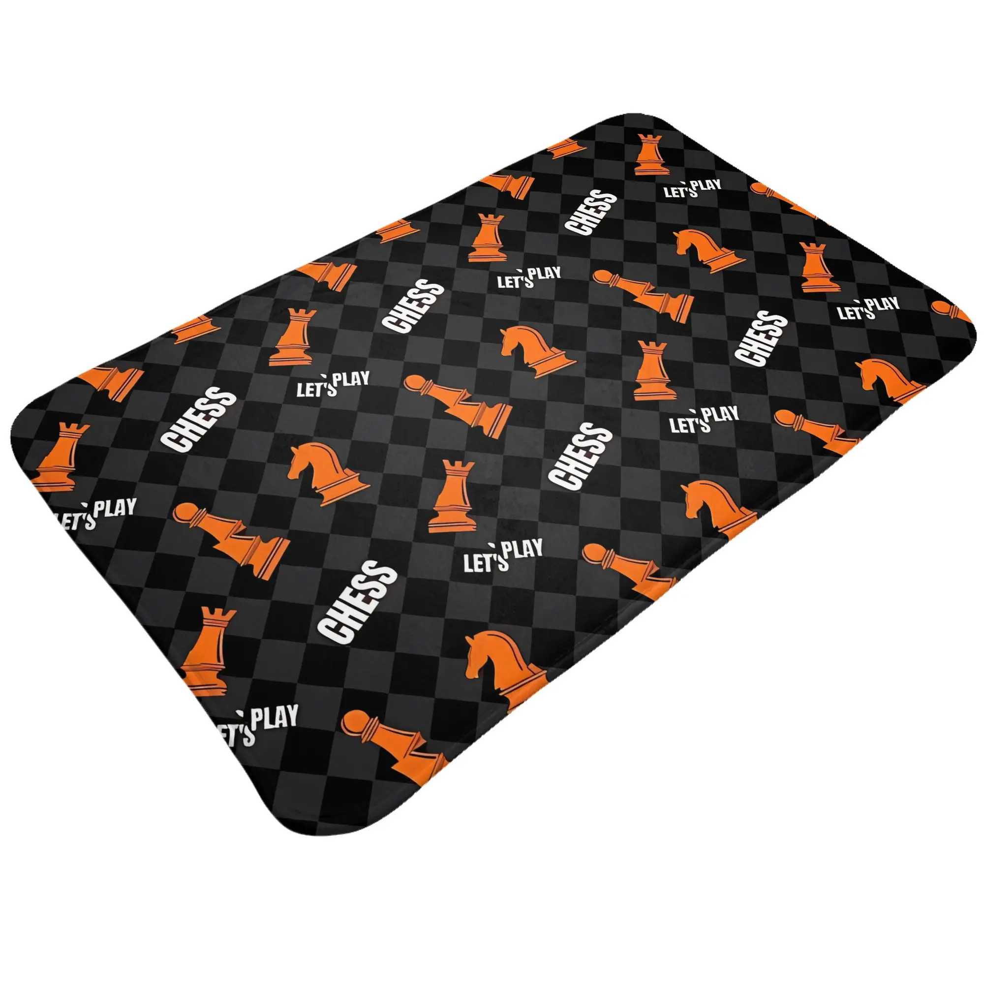 Let's PLAY CHESS Classical Gaming For All Ages Decorations Bathroom Mat  Doormat Living Room Carpet Outdoor Rug Home Decoration