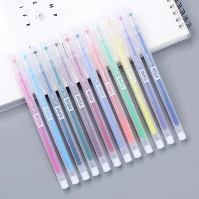 Imagem -02 - Kawaii Candy Colors Gel Pen Grupo Canetas Esferográficas Estudante Canetas de Escrita Papelaria Escola Bonito Escritório 0.5 mm 12 Pcs por Caixa