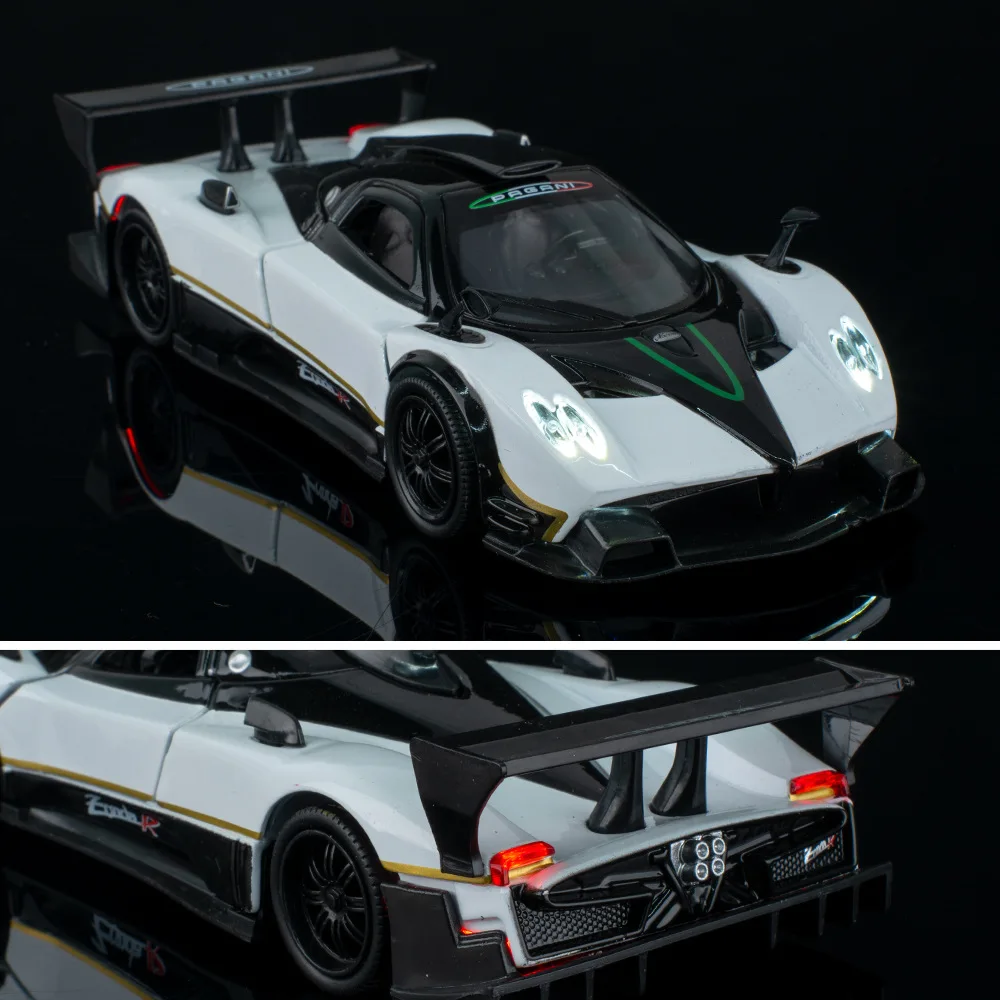 1:32 Zonda R Toy Cars Models Rubber Tires with Light Sound Miniature Vehicle Wheel Pull Back Sports Car Boys Birthday Gifts