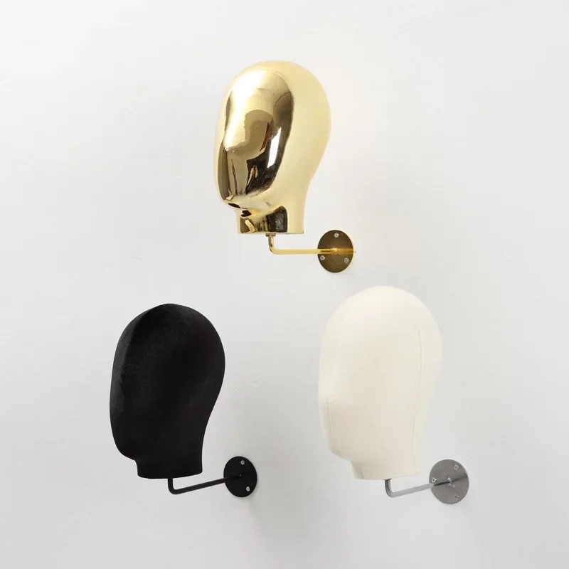 Wall-mounted clothing store hat model head, wall-mounted hat rack wig display stand