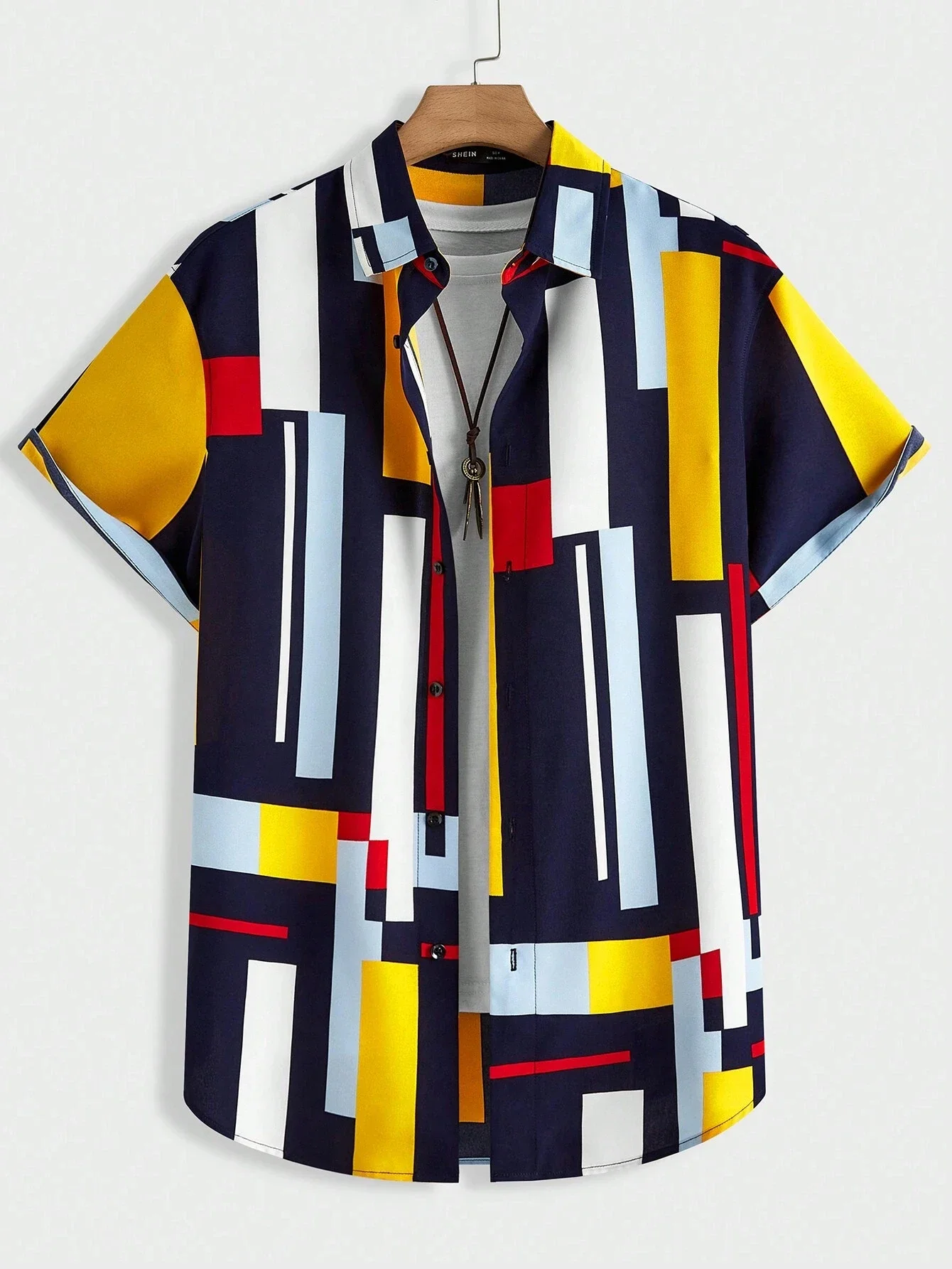 

Мужские и женские рубашки с забавным блочным узором и принтом, повседневный дизайн, рубашки с короткими рукавами, модные на пуговицах