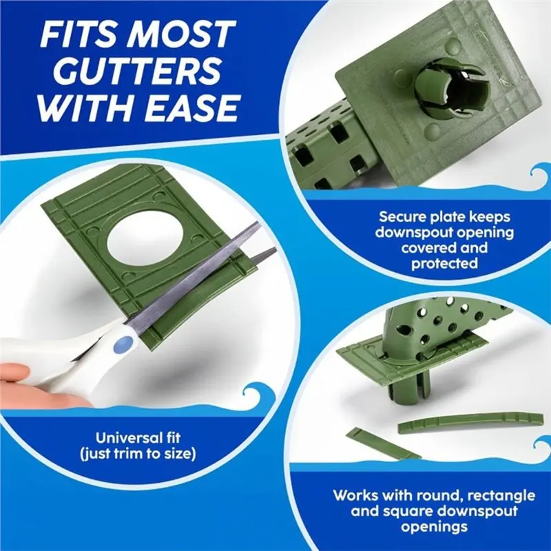 ABLN-Water Flowing-Downspout Guard Universal Fit For All Gutters Prevents Clogs, Overflows& Water Damage Keeps Debris Out