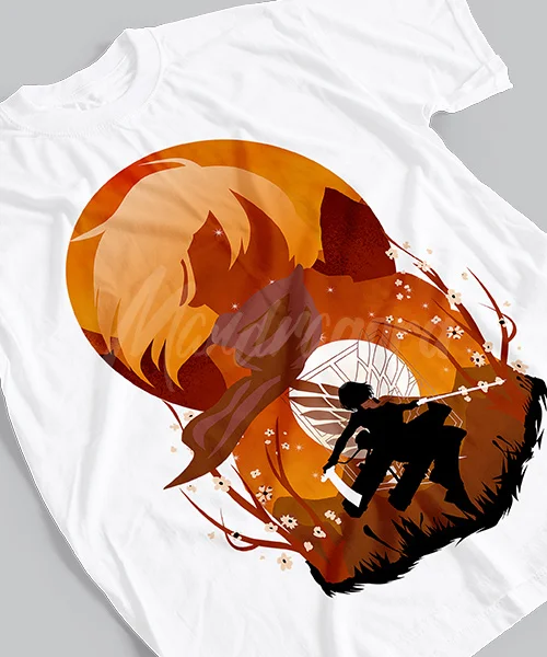 T-Shirt UNISEX ATTACK ON TITAN MIKASA ACKERMAN EN ATAQUE