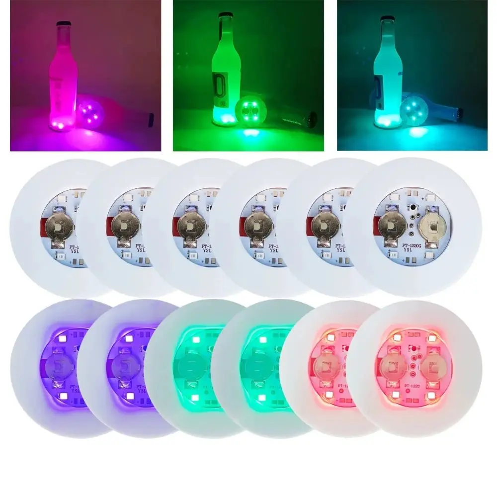 5pcs Set LED Luminous Coasters Light Up Glass Drinking Bottle Cup Mat for Parties Weddings Bar Christmas Home Pub