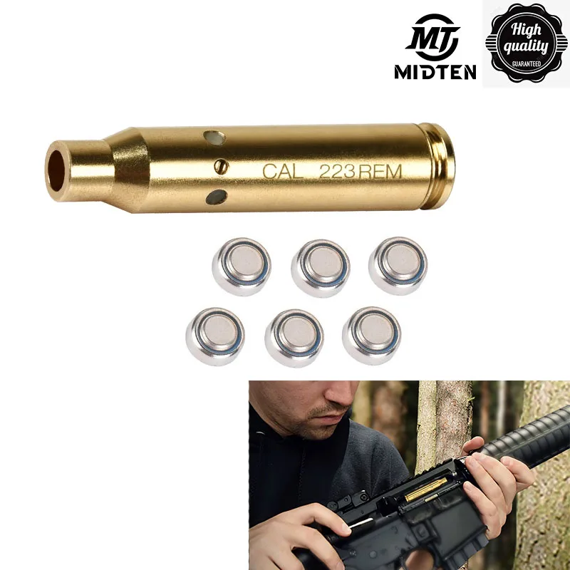 MidTen CAL Cartridge Bore Sighter Red Bore Dot Laser Brass Boresight Upgrade Hardness 223 5.56mm Rem Gauge For Scope Hunting