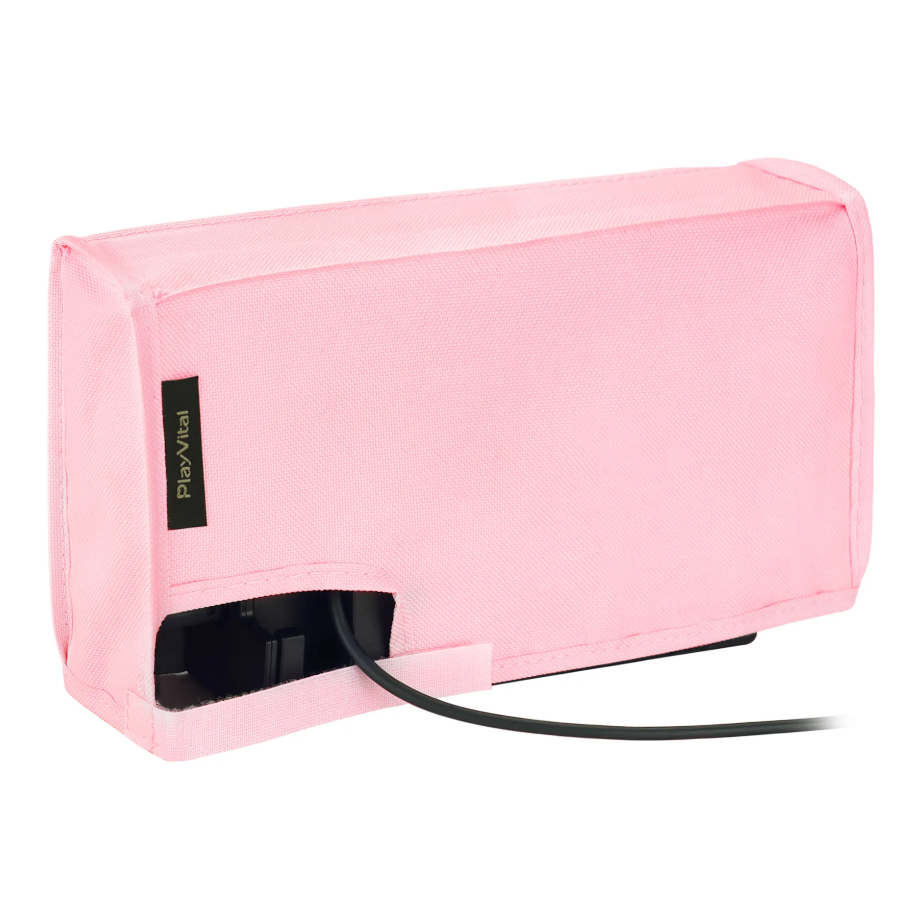 PlayVital 체리 핑크 깔끔한 안감 나일론 먼지 커버, NS 스위치 및 스위치 OLED 충전 도크용 스크래치 방지 방수 가드