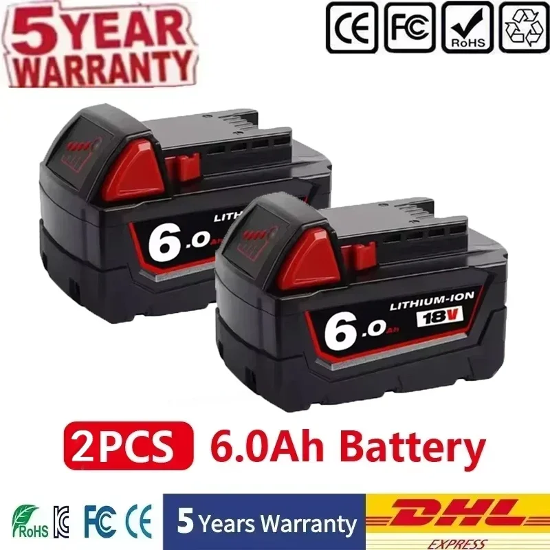 Milwaukee Batterij M18 18V 6.0Ah 9.0Ah 12.0Ah Vervangende Lithiumbatterij voor Milwaukee M18 48-11-1815 48-11-1850 2604-22 Batterij