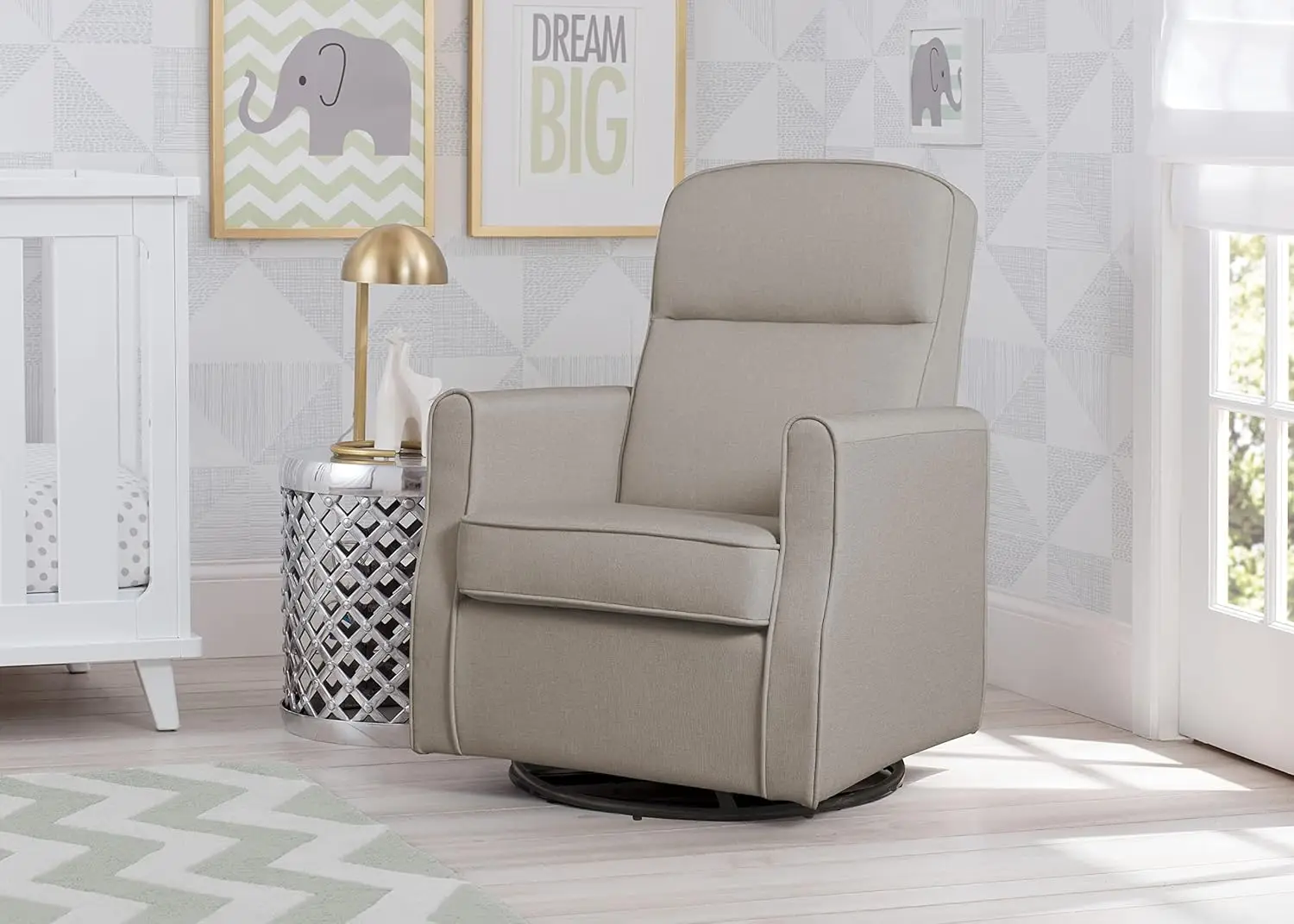 Slim Swivel Rocker Chair em Taupe, Nursery Glider