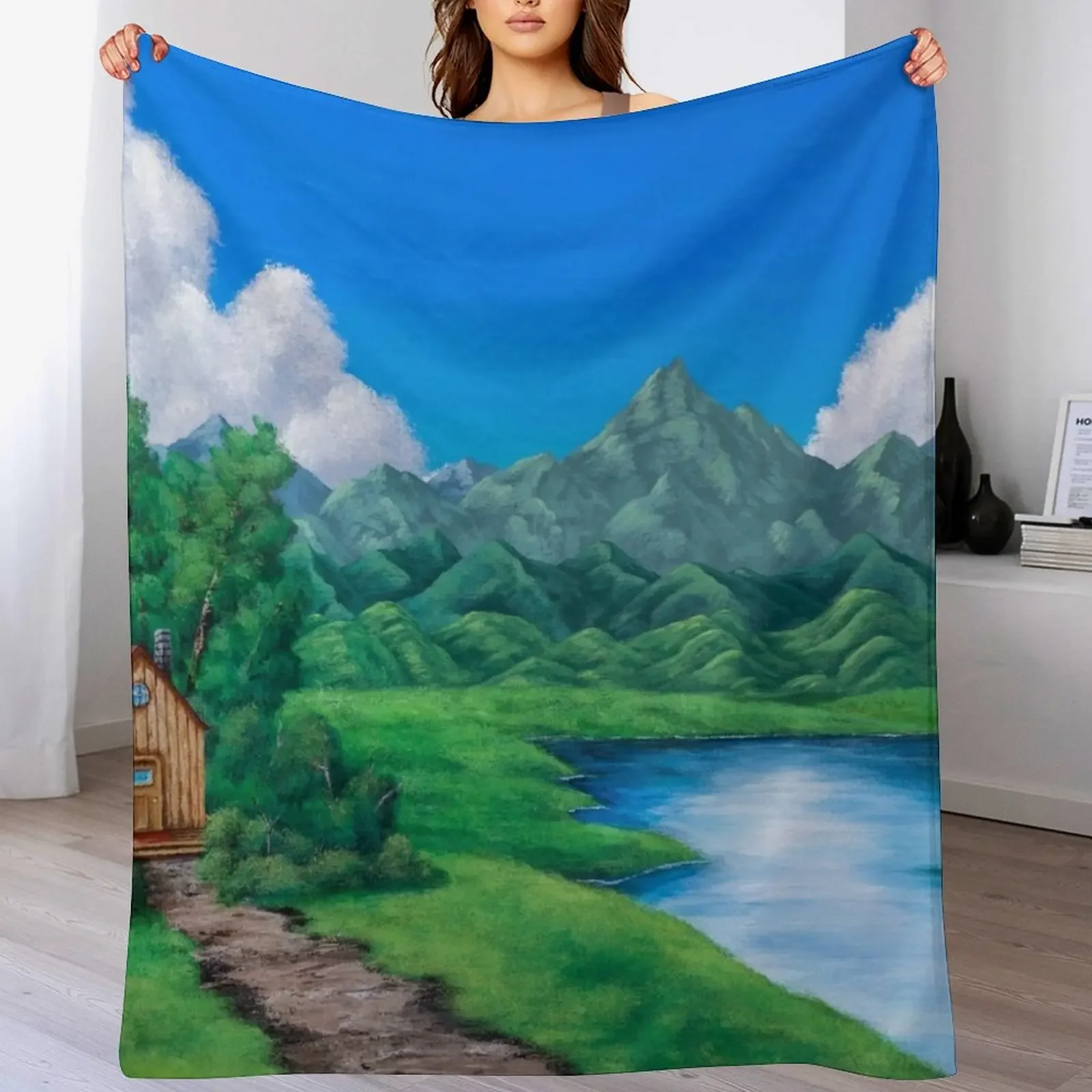 

Cabin by the Lake Throw Blanket Compact Warm Blanket for Car Road Trip