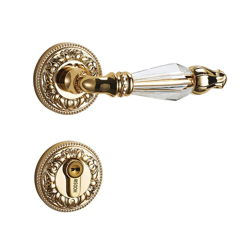 

Brass European crystal door lock French indoor room wooden door lock American retro crystal lock