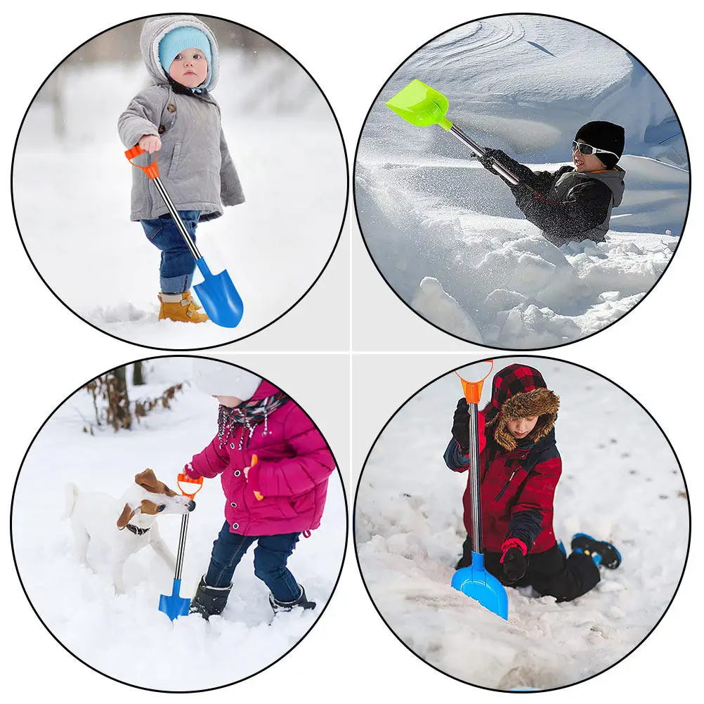 3Pcs Kids Snow Shovel Plastic Stainless Steel Winter Outdoor Snow Trowels Beach Sand Playing Tools for Coordination Training