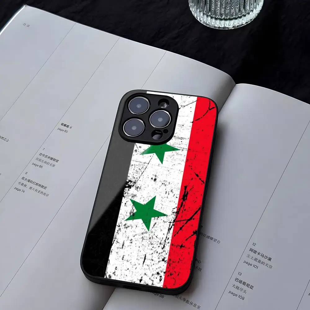 Syria Flag Tempered Glass For iPhone 13 14 16 12 15 11 Pro Max Plus Mini X XR SE2020 Coque