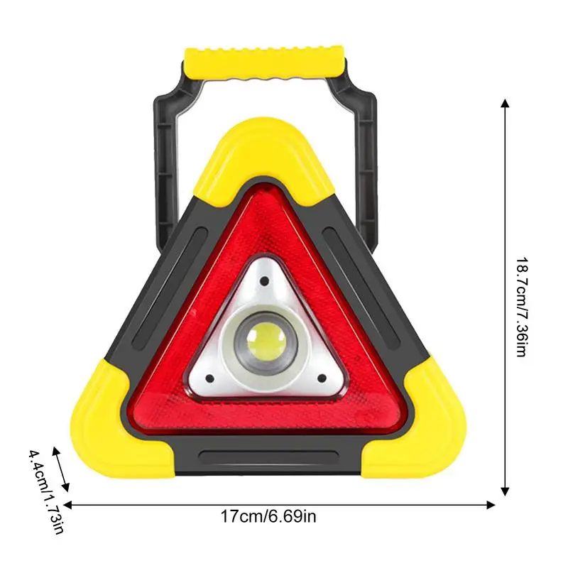 Triangle Lights Solar 2-in-1 Car Warning Triangles LED Lamp With 4 Modes Safety Triangle LED Work Light For Vehicle Accident