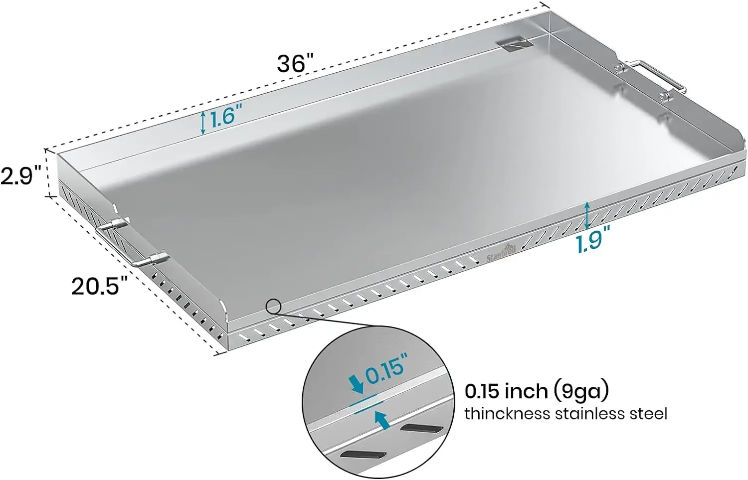 FAST FREE.Stanbroil 36 inch Stainless Steel Flat Top Gas Grill Griddle Replacement for Blackstone 4 Burner Gas Grill Griddle Sta