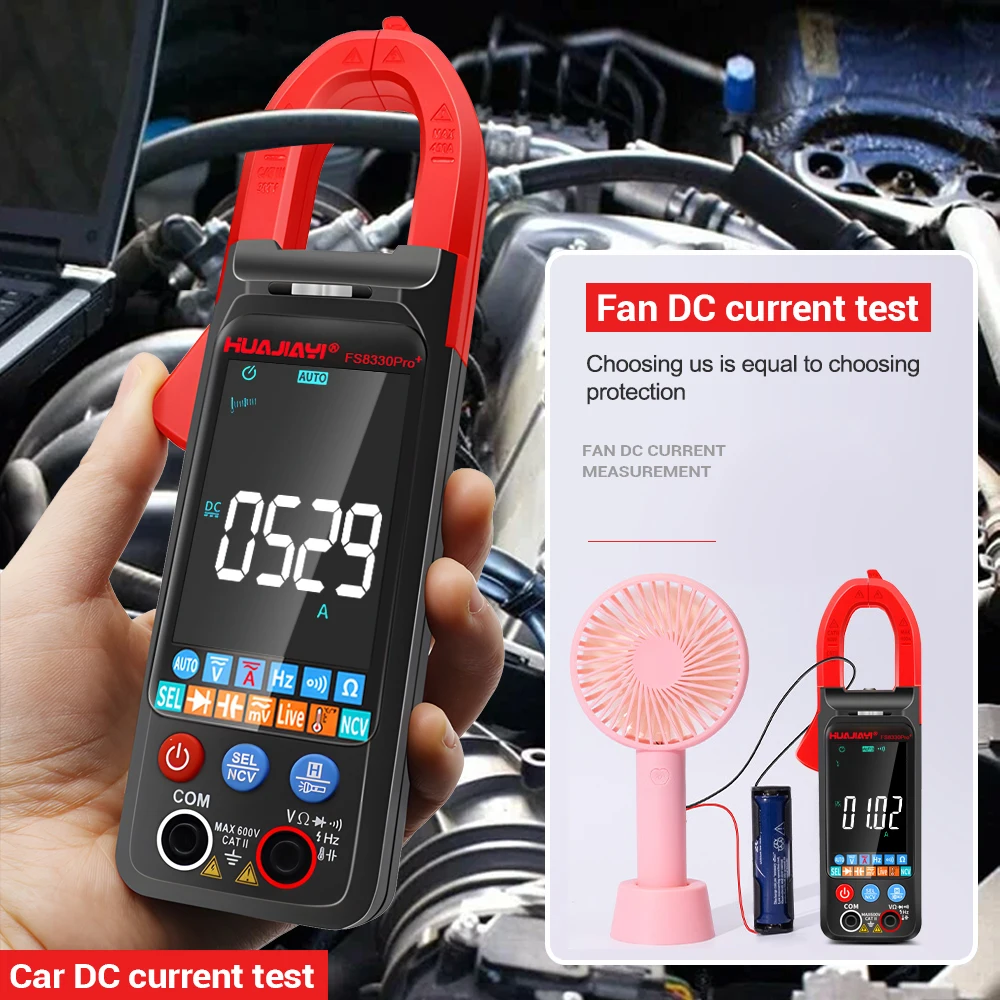 HUAJIAYI Color Large Screen Clamp Meter AC DC Current Clamp Multimeter Digital 400A Multimetro 6000 Counts alicate amperimetro