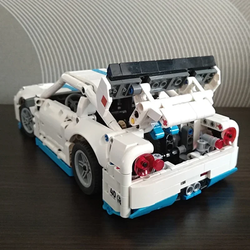 Moc blocos de construção supercar modelo velocidade campeão r34 tijolos técnicos diy montagem brinquedo construção para crianças presentes do feriado