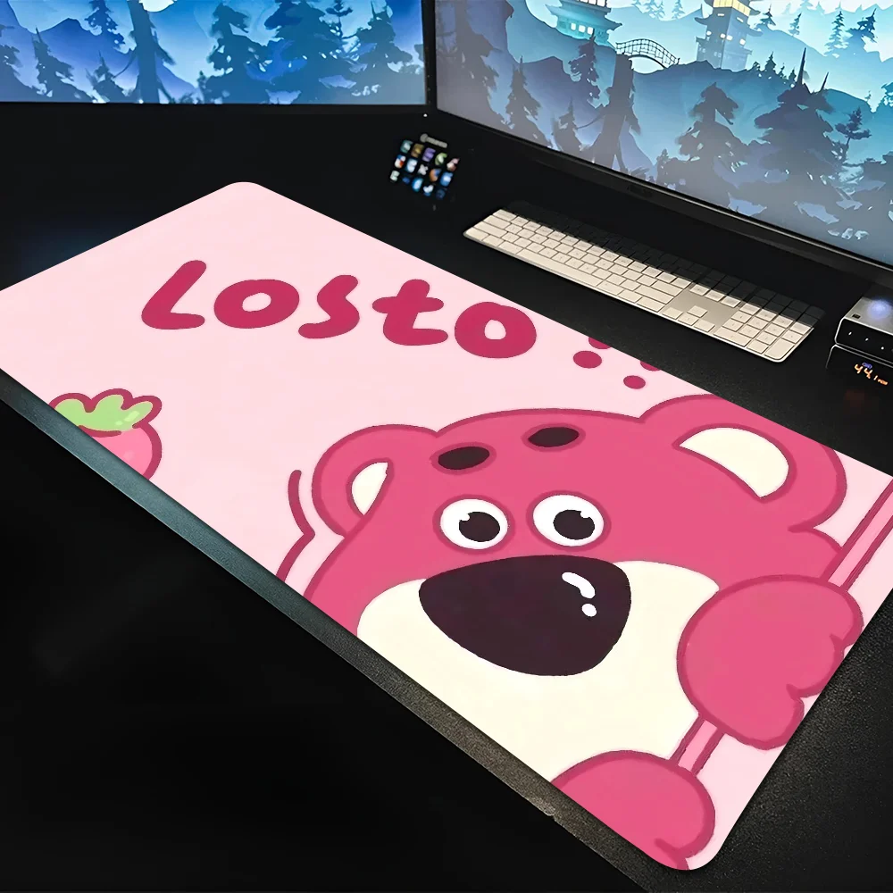 

1pc Strawberry Bear Non-slip Mouse Pad Suitable For Office Computers Laptops E-sports Game Desk Mats XXL Keyboard