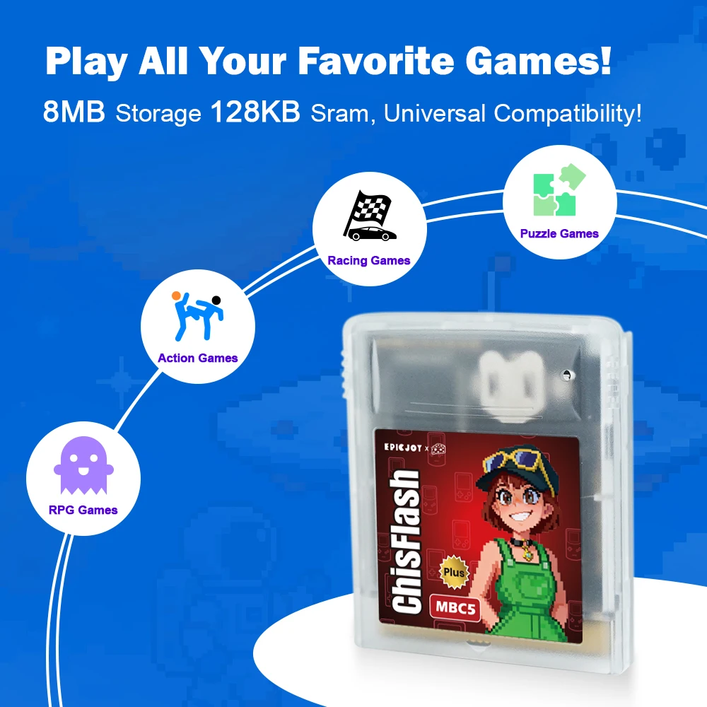 ChisFlash V1.21 قابل لإعادة الكتابة GB/GBC MBC5 Plus تخزين 8 ميجابايت 128 كيلو بايت SRAM متوافق مع سلسلة GB/GBC #3