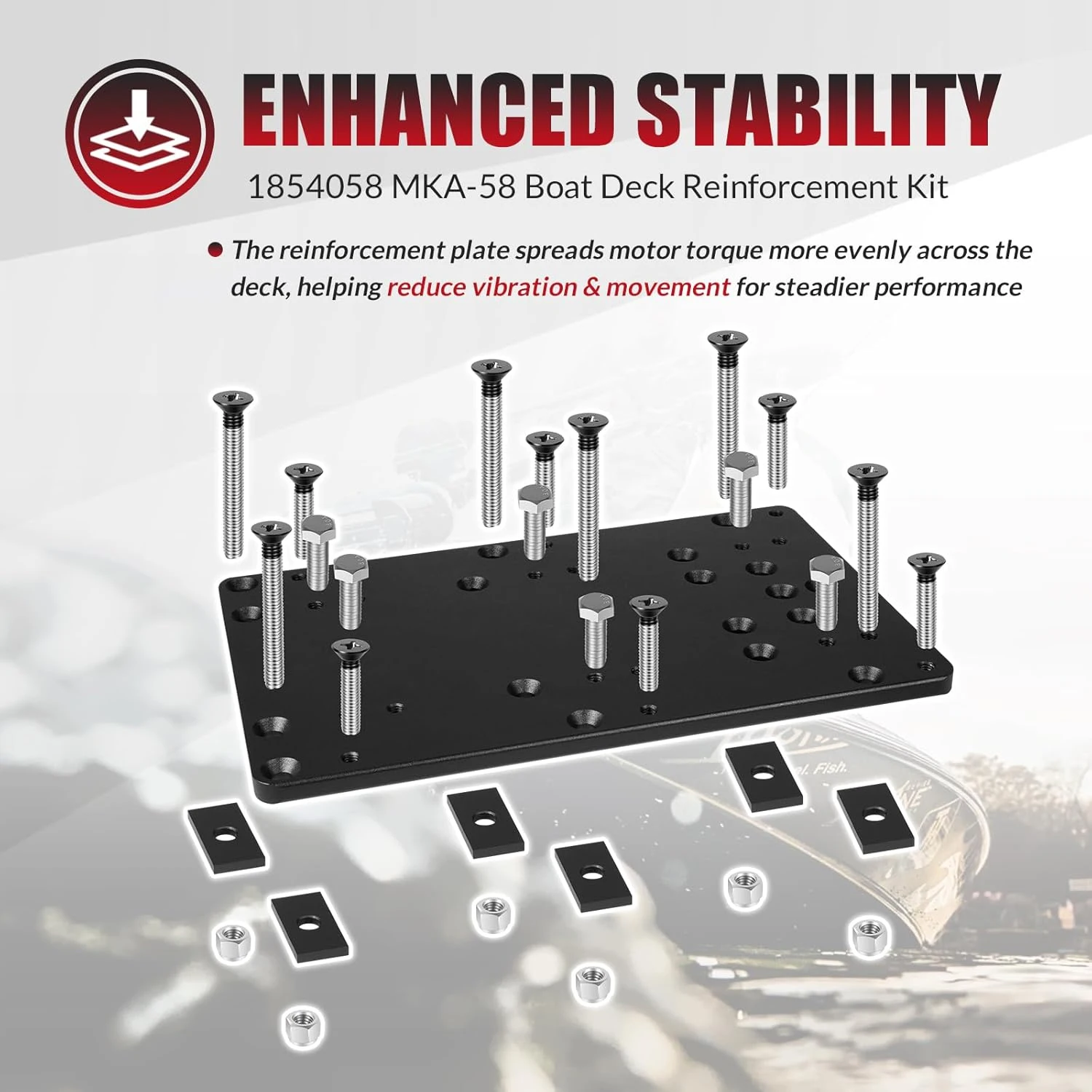Fit for Minn Kota Riptide Instinct, Ulterra, Terrova, and Riptide Terrova Quest,1854058 MKA-58 Boat Deck Reinforcement Kit