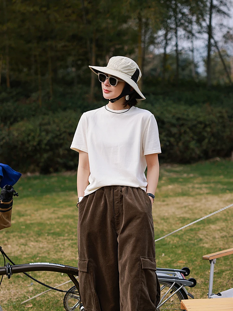 

Comfortable Classic Cotton Blend Knitted ort Sve T-irt round Ne Spring New Arrival for Women by Ma Lin Commute Sle