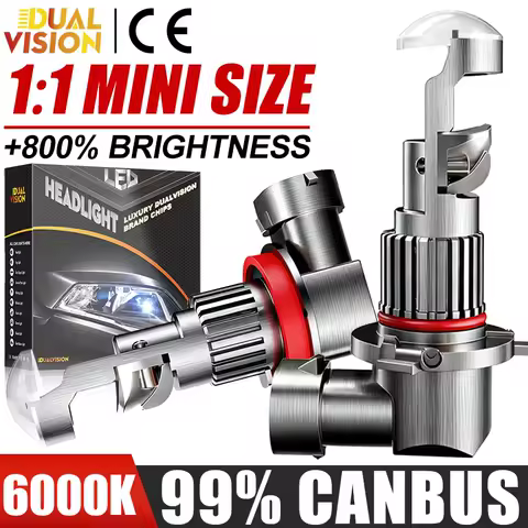 Dualvision 9005 HB3 9006 HB4 LED Headlights H7 H11 H8 H9 CSP CHIPS Mini Led Lights Mini Projector Lens 6000K Super Canbus 12V