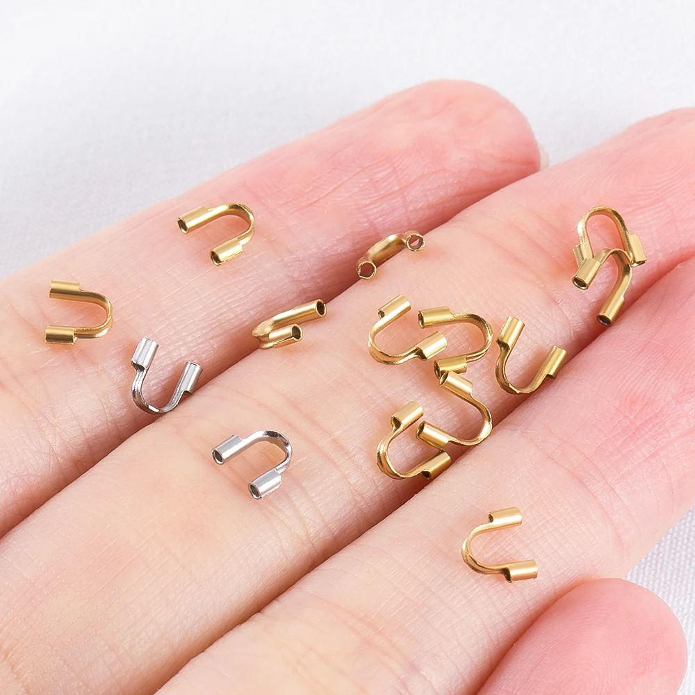 10pcs 30pcs Stainless Steel Gold Wire Protector Wire Guard Guardian Protectors Loops U Shape Clasps Connector DIY Jewelry Making view 4