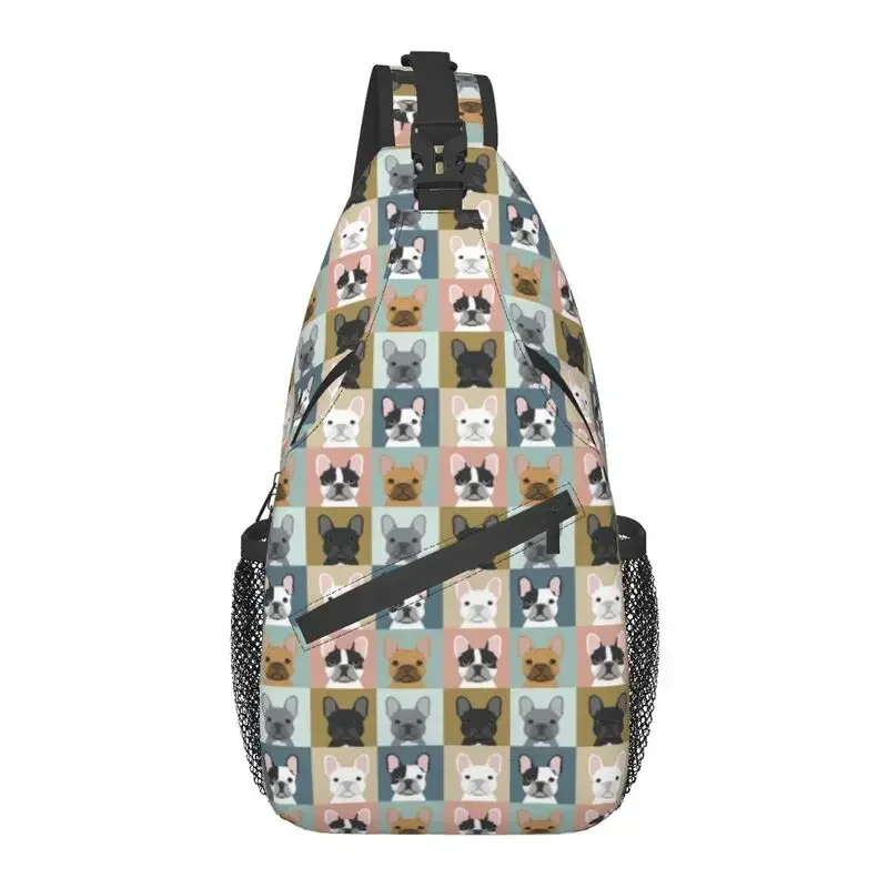 French Bulldog Portraits Pattern Sling Chest Bag Frenchie Dog Lover Shoulder Crossbody Backpack for Men Travel Hiking Daypack