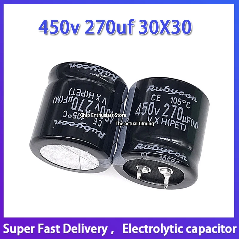 

2PCS Rubycon imported aluminum electrolytic capacitor 450v 270uf 30X30 ruby VXG series 105 degrees