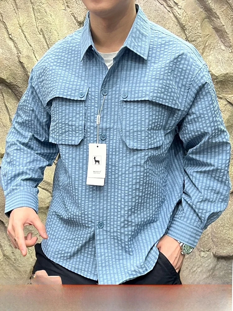 

Lightweight Waterproof Imported Bubble Cloth Men's Workwear irt Jaet with ket Line Autumn Collection