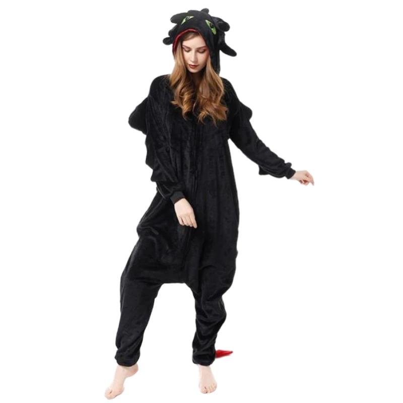 Onesie Costumes Animal Dragon Jumpsuit Hooded Sleepwear Cartoon Cosplay Costume Men Nightgown Pajamas for Unisex Adults Homewear