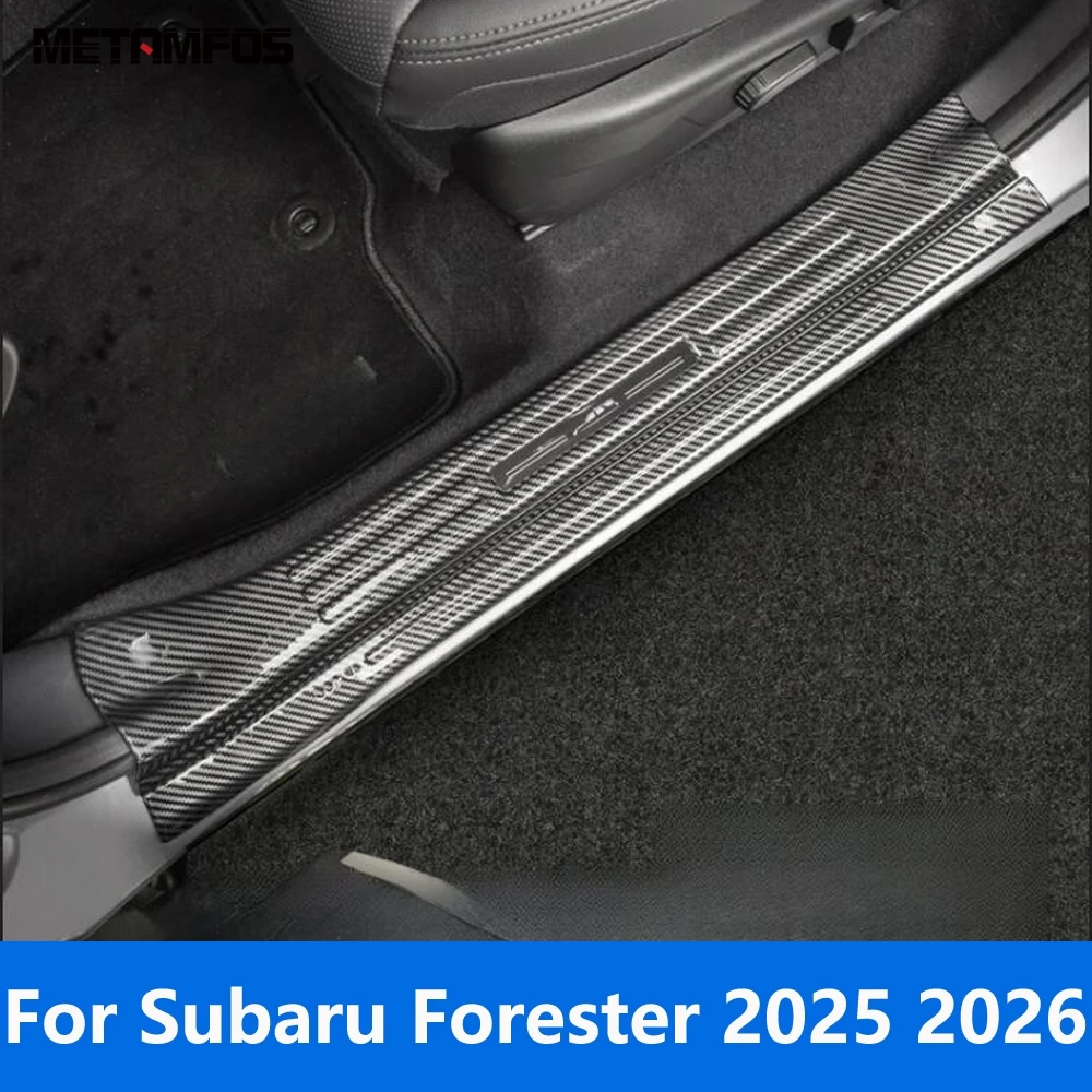 for-subaru-forester-2025-2026-carbon-fiber-interior-exterior-door-sill-scuff-plate-welcome-pedal-entry-guard-car-accessories