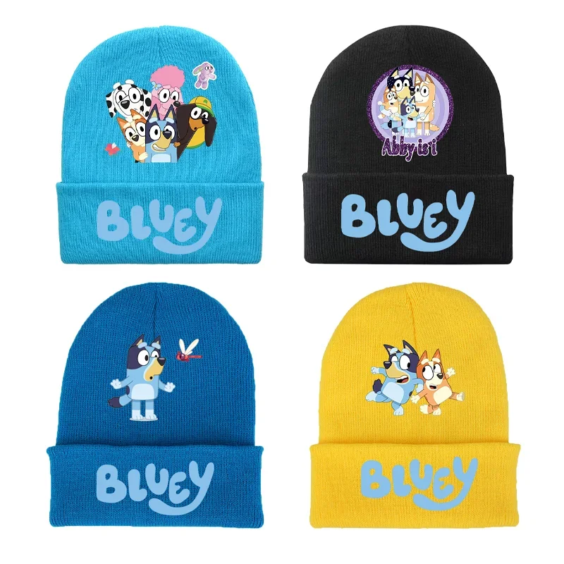 Bluey Bingo Chilli Knitted Hat Anime Knit Cap Cute Children Beanie Skullcap Headgear Kdis Winter Warm Casual Hat Decoration Gift