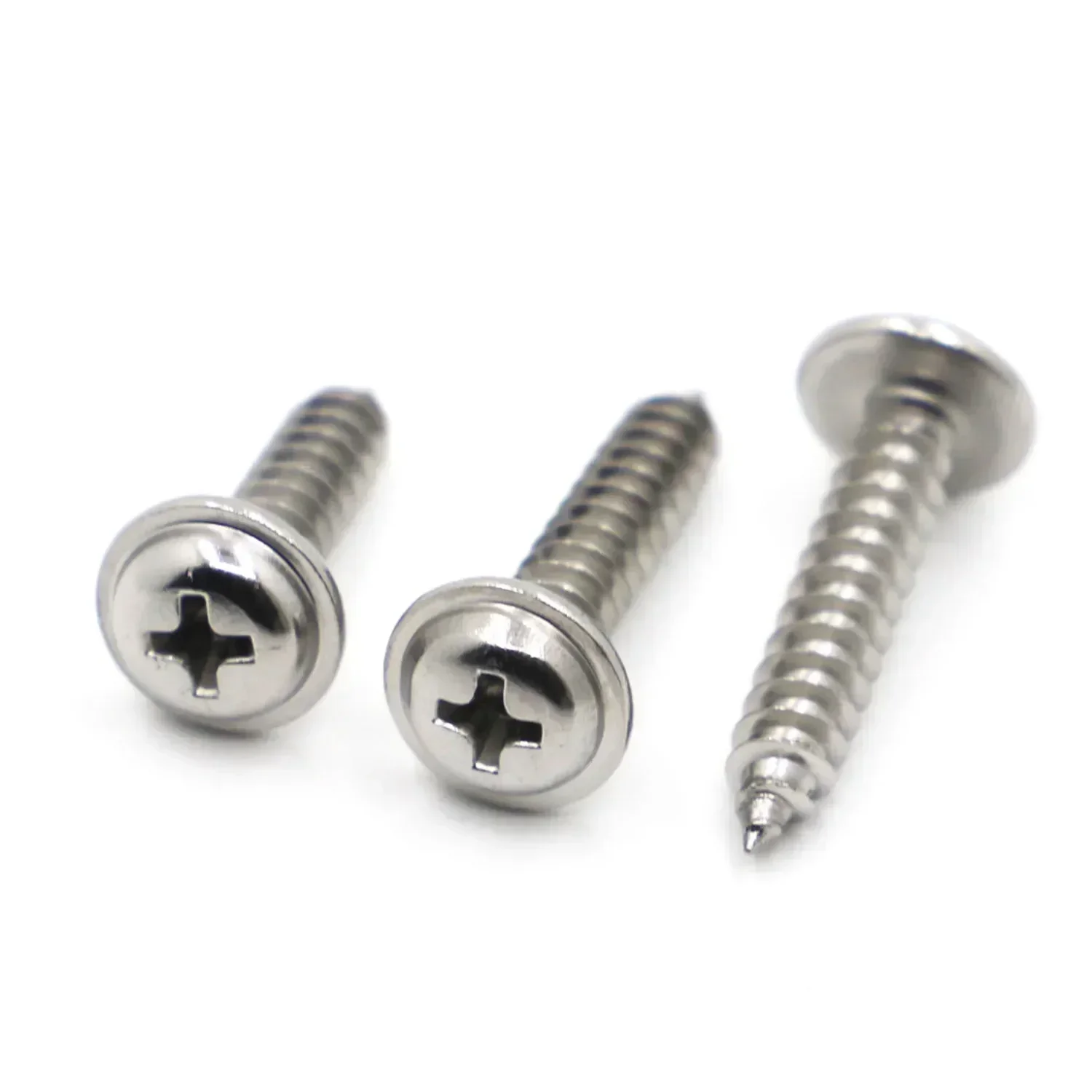 M1.4 M1.7 M2 M2.3 M2.6 M3 M4 M5 304 الفولاذ المقاوم للصدأ PWA الصليب جولة رئيس مع غسالة المسمار الذاتي التنصت 10/20-50 قطعة