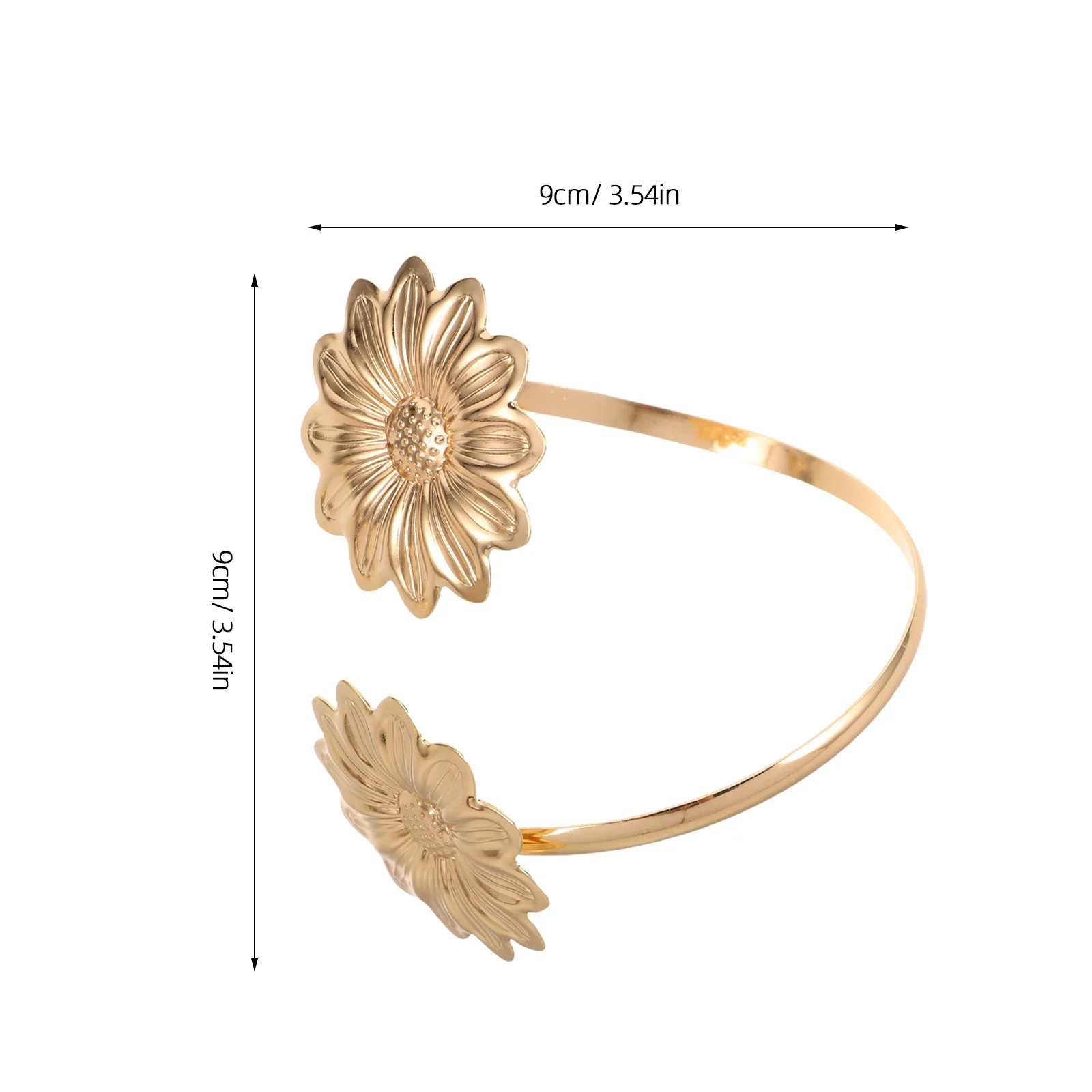 2 قطعة معدنية عباد الشمس الشرير نمط الذراع الكفة قابل للتعديل الذراع العلوي مجوهرات الجوف خارج المفتوحة واسعة الإسورة لصيف الشاطئ #4