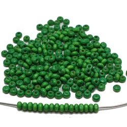 1000 Green 4mm Round Wood Seed Beads~Wooden Spacer Beads