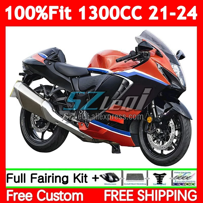 Injection Bodys For SUZUKI Hayabusa GSXR 1300 CC GSXR-1300 21 22 23 24 0No.12 Orange black  GSXR1300 2021 2022 2023 2024 Fairing