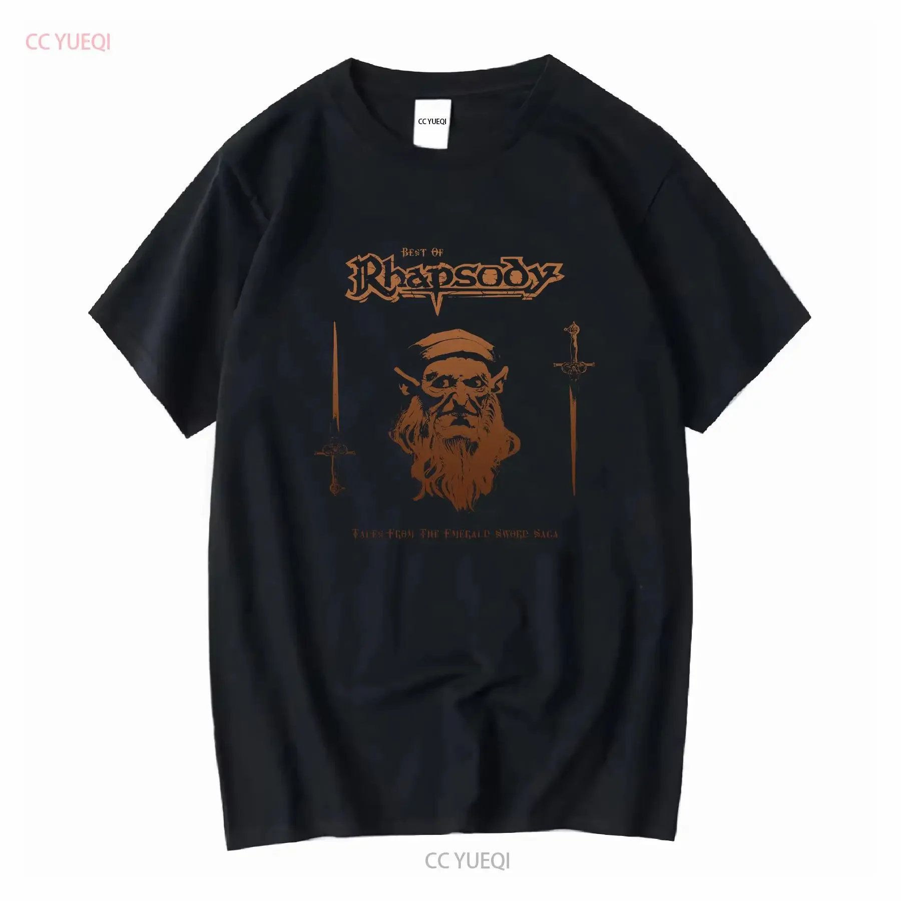 Rhapsody Of Fire Tales from the Emerald Sword Saga Rare Black T Shirt vintage Washed Versatile designer clothes Casual
