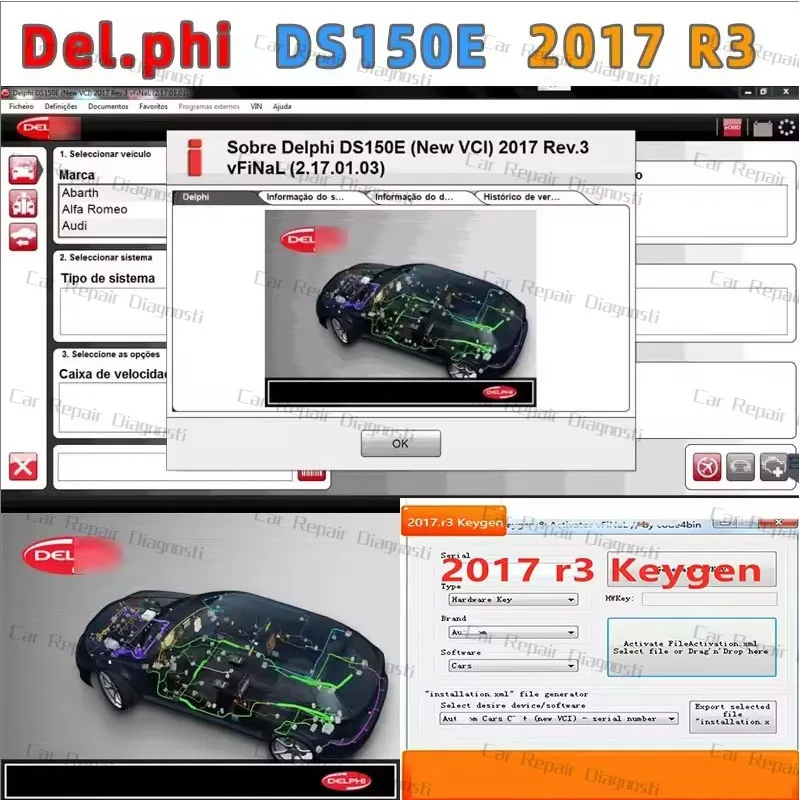 New Delphis 2017R3 keygen ds150 Car Diagnostic software compatible bluetooth clear fault code DVD CD TCS auto com Truck Diagnost