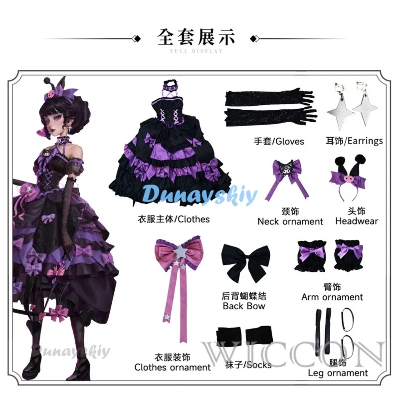 MN1 Bloody Queen  Cosplay Costume Identity V Cosplay Costume Black Lolita Gothic Long Dress Full Set Wig Halloween Xmas9*Jy