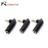 Conector chapado en oro, conector hembra de ángulo recto de 2,5/3,5 a 3,5mm, 2/3 polos macho, conector adaptador de Audio estéreo en forma de L, 1 ud.