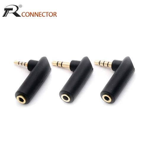 Conector chapado en oro, conector hembra de ángulo recto de 2,5/3,5 a 3,5mm, 2/3 polos macho, conector adaptador de Audio estéreo en forma de L, 1 ud.