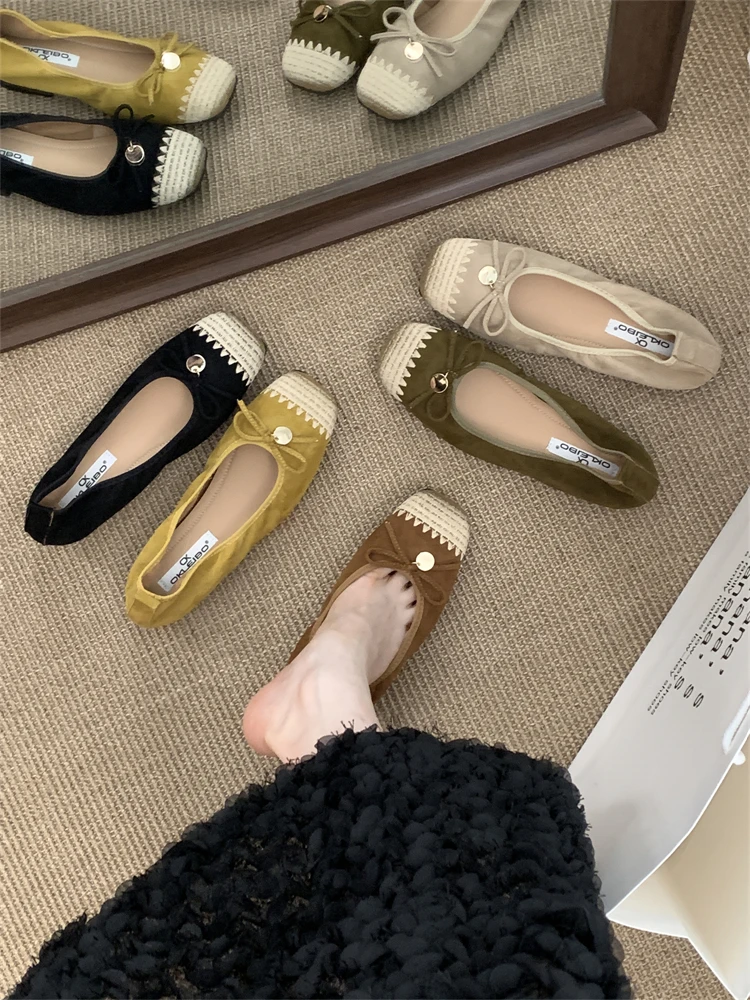 

New 2025 Female Shallow Footwear Women Mary Janes Flats Shoes Fashion Butterfly-Knot Ladies Flats Slip On Shoes