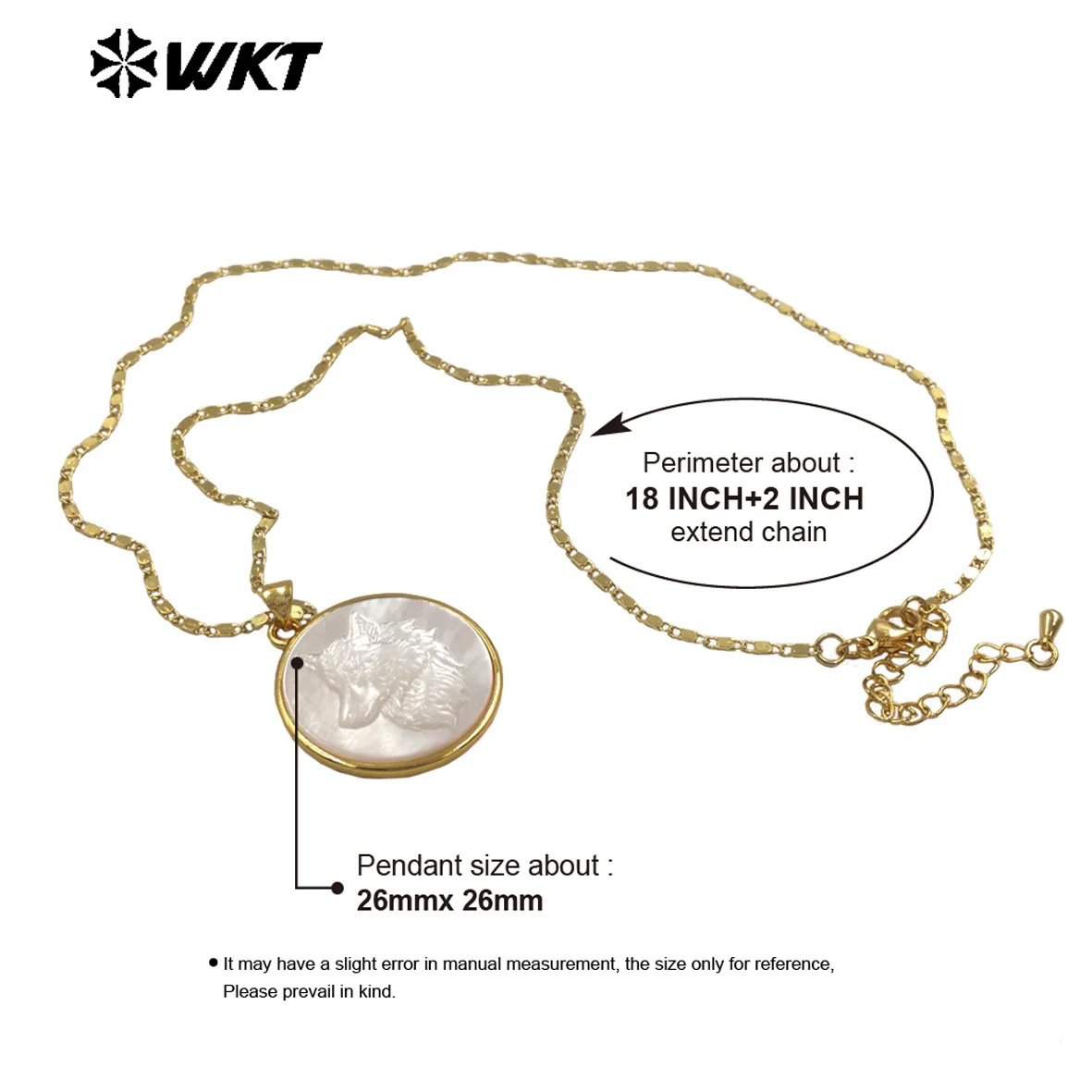 WT-JN352 5PCS Natural Mop Shell Lovely Elegant Gentle 18inch Round Shape Necklace With 18k Real Gold Plated  For Girls Jewelry