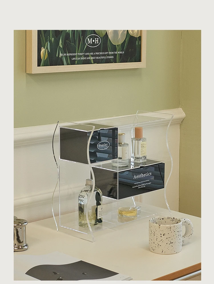

Ins wave shelf desktop creative water cup storage shelf cosmetics perfume display shelf