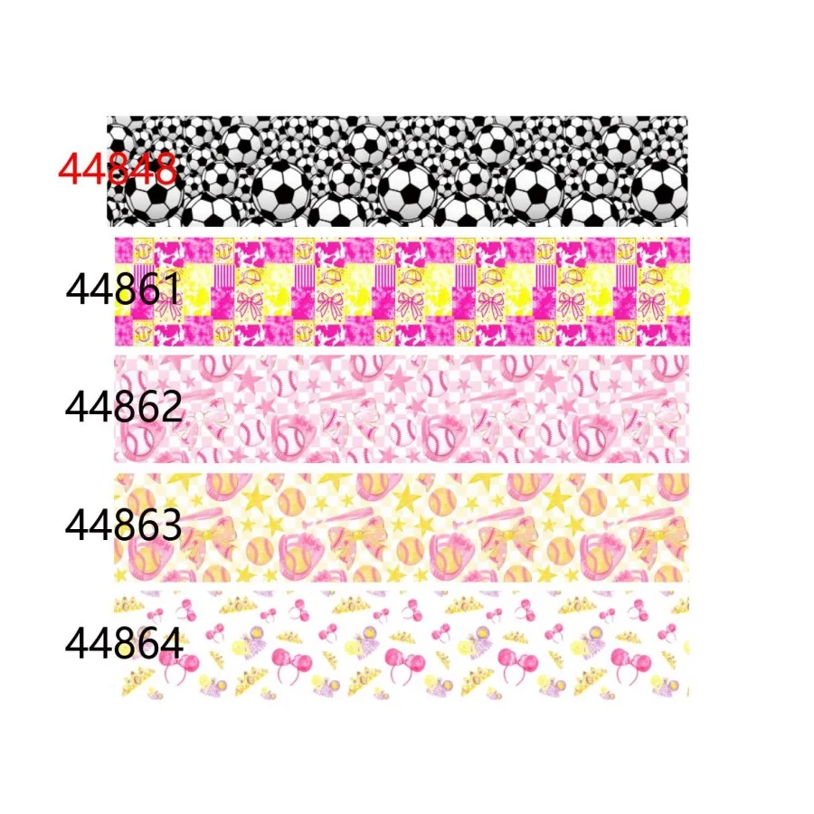

50yards Football Volleyball Softball Printed Grosgrain Ribbon Accessories Headwear Decoration Collar DIY Sewing Craft