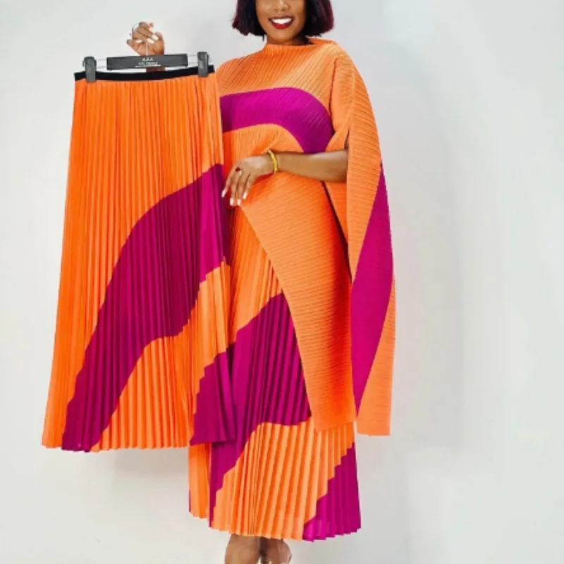 ISSEYS MIYAKES – jupe longue décontractée pour femmes, ample, deux pièces, Peplum, haut irrégulier, ensemble plissé coloré, qualité supérieure