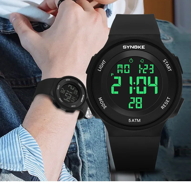 SYNOKE Electronic Watch Unisex Sport Watch Multifunction Military Sports Waterproof Luminous LED Digital Men Big Dial Student