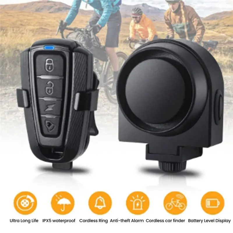 Wireless Bicycle Vibration Alarm USB Rechargeable Motorcycle Bike Alarm Remote Bike Detector Alarm System-A99D